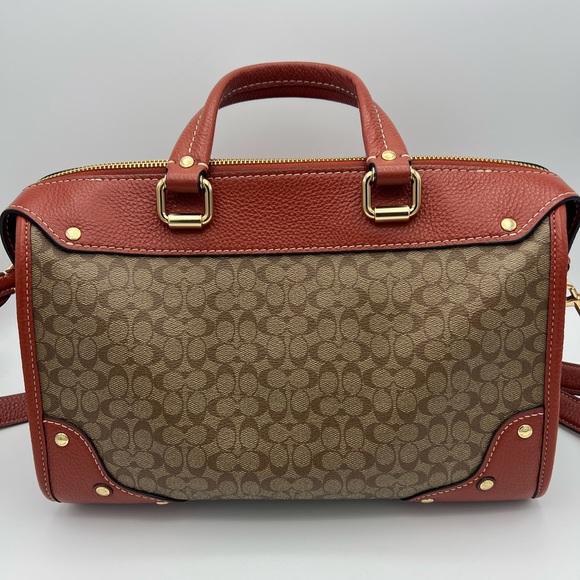 Coach Brown and Tan Signature Handbag - Picture 2 of 9